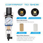 NANPU 1/4" NPT Compressed Air Filter Regulator Combo Piggyback, 5 Micron Brass - Image 5