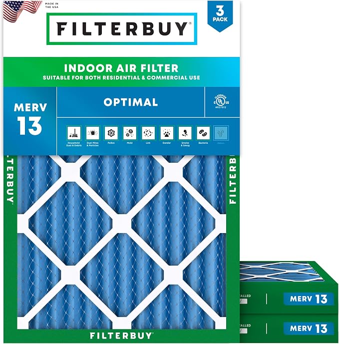 Filterbuy 20x24x2 Air Filter MERV 13 Optimal Smoke & Allergy Defense, by Filterbuy