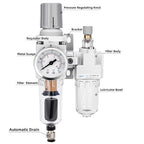 NANPU 1/4" NPT Auto-Drain Air Filter Regulator Lubricator Combo Water/Oil Trap - Image 2
