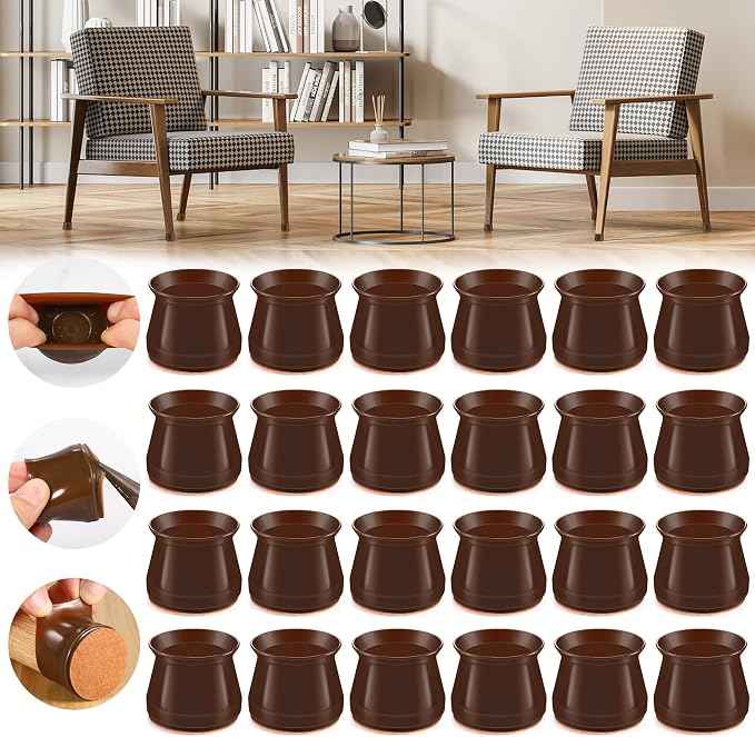 24PCS Upgraded Silicone Chair Leg Floor Protectors