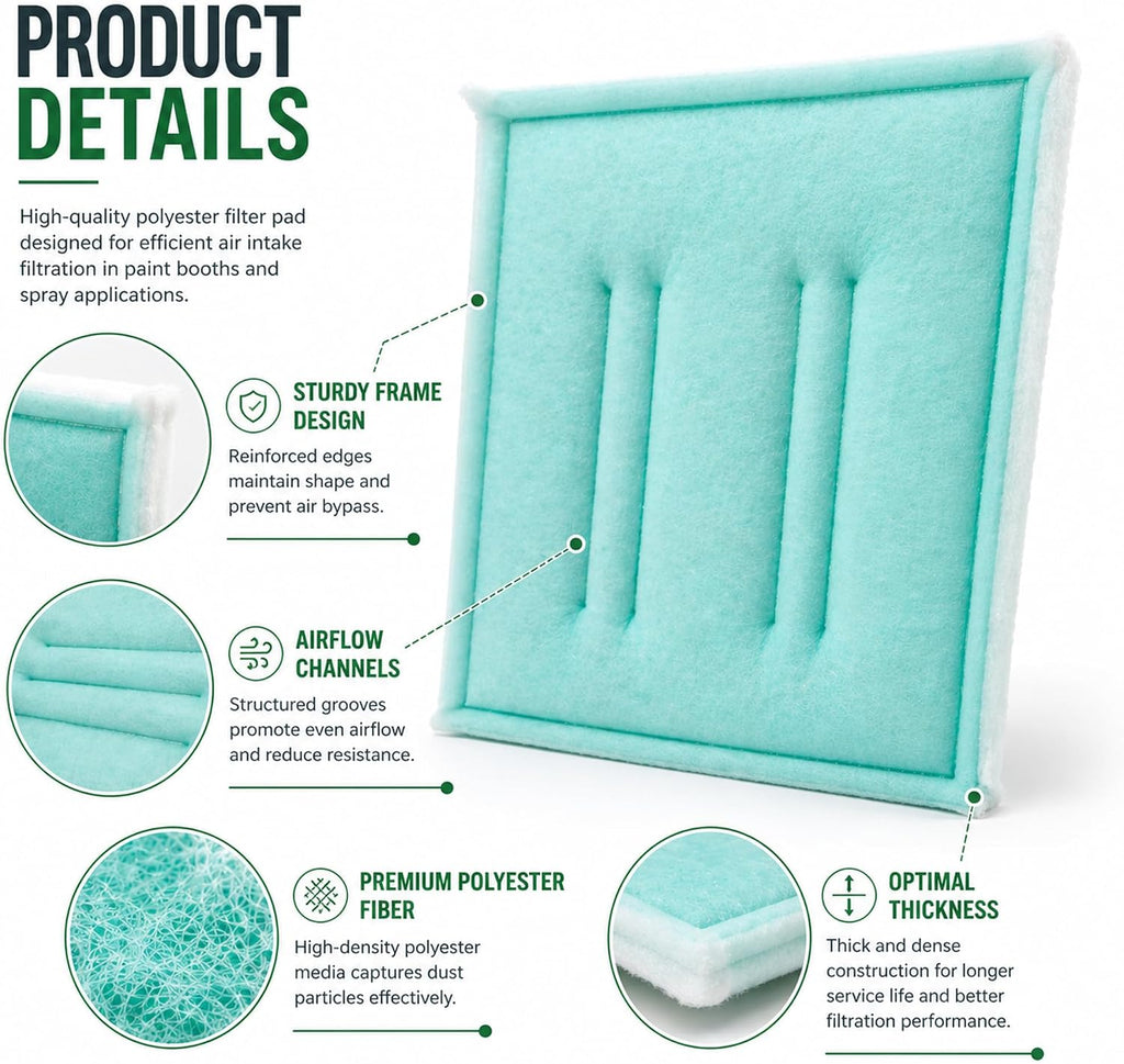 wioboy Paint Spray Booth Intake Filter Pad, 20" x 20" (20/case) Tacky