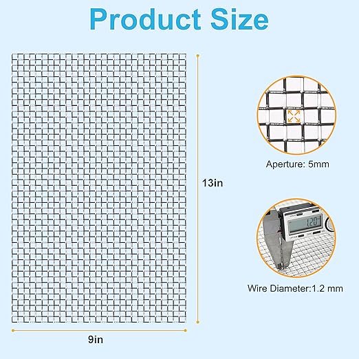 8 Pcs 13x9 20 Mesh 304 Stainless Steel Wire Mesh Sheet, Rustproof Metal Mesh - Image 4