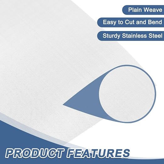 uxcell 80 Mesh 39" x 12" Woven Wire Mesh, 304 Stainless Steel Air Vent Filter - Image 3