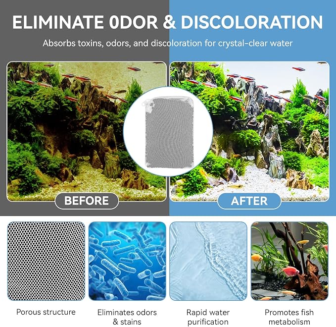 6 Pack Aquarium Activated Carbon Bags, Chemical Aquarium Filter Media, - Image 3
