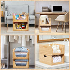 2 Pack Bamboo Pantry Organizers Storage Bins Large Stackable Open Front Potato - Image 6