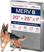 20x25x1 Electrostatic Air Filter, MERV 8, Reusable Furnace AC/HVAC Filter by LifeSupplyUSA