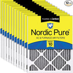Nordic Pure 20x20x1 Furnace Air Filters MERV 10 Pleated Plus Carbon 12 Pack by NordicPure