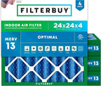 Filterbuy 24x24x4 Air Filter MERV 13 Optimal Smoke & Allergy Defense, by Filterbuy