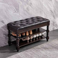 Shoe Storage Bench with Cushion, Entry Bench with Storage Solid Wood Shoe Bench