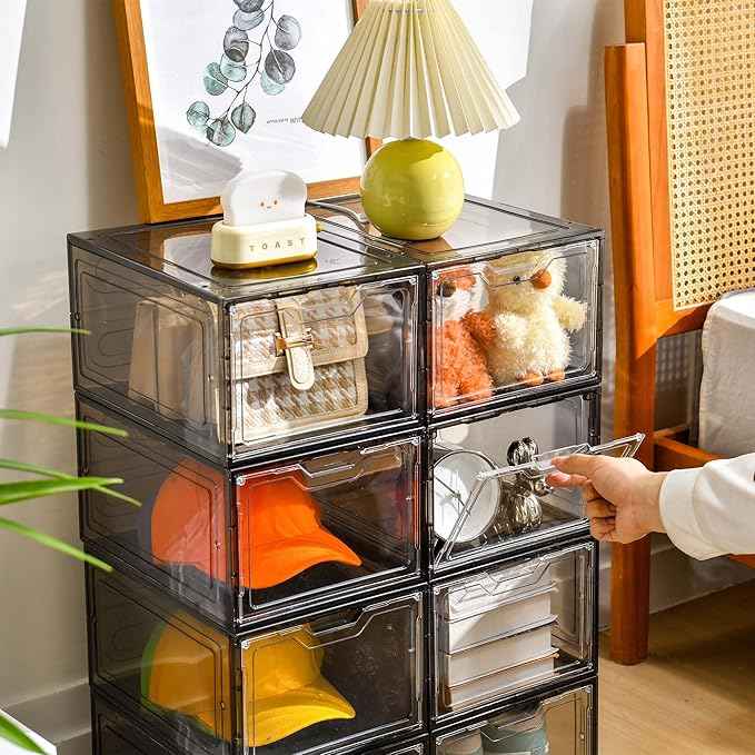 12 Pack Shoe Boxes Shoes Organizer, Shoe Storage Organizer Boxes