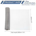 uxcell 12 Mesh 118" x 12" Woven Wire Mesh, 304 Stainless Steel Air Vent Filter - Image 2