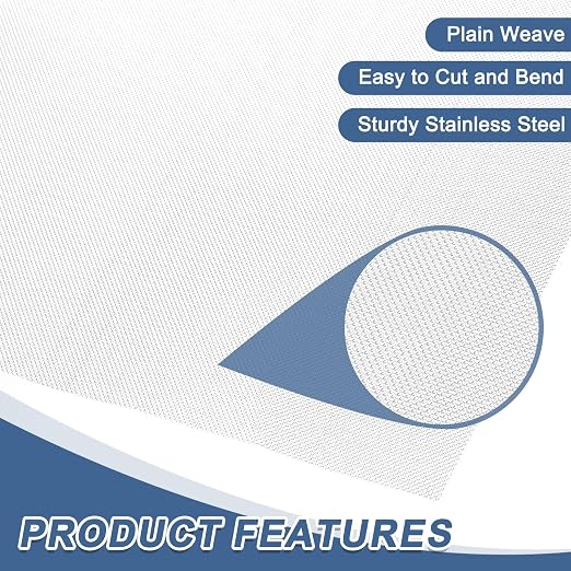 uxcell 40 Mesh 79" x 10" Woven Wire Mesh, 304 Stainless Steel Air Vent Filter - Image 3