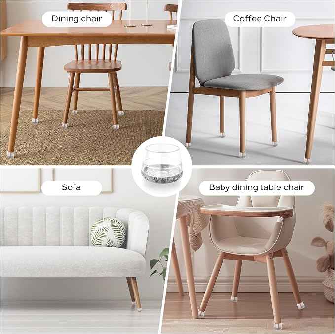 Meldel 24 PCS Silicone Chair Leg Floor Protectors Extra Small Rubber Felt
