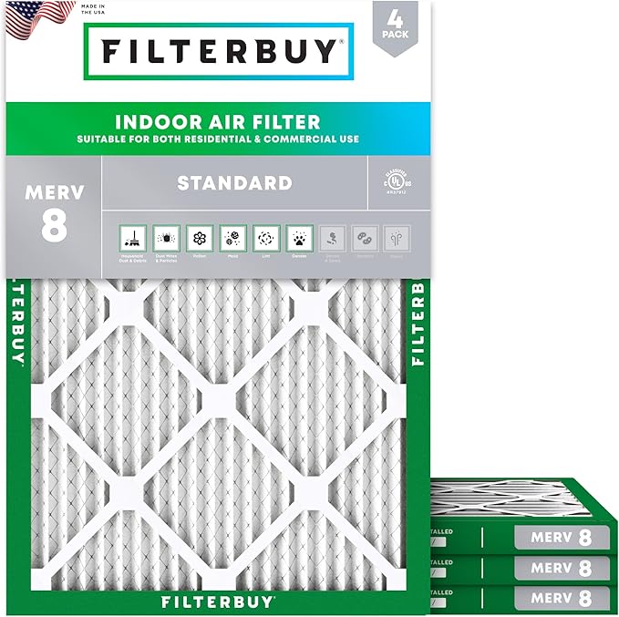 Filterbuy 24x28x1 Air Filter MERV 8 Essential Dust & Allergy Defense, by Filterbuy