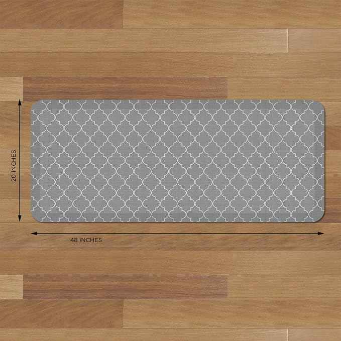 GelPro Anti-Fatigue Designer Comfort Kitchen Floor Mat, Trellis Grey Stain