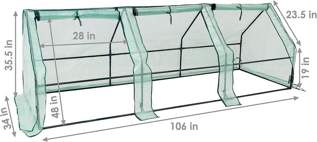 Sunnydaze Outdoor Portable Mini Cloche Greenhouse with 3 Zipper Doors