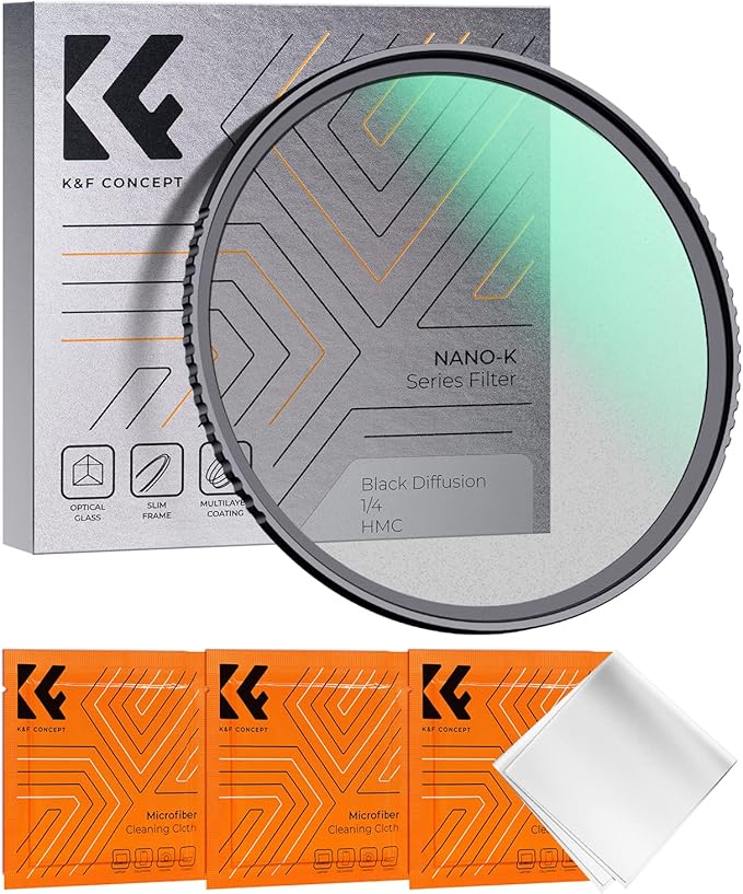 K&F CONCEPT 43mm Black Diffusion 1/4 Filter Mist Cinematic Effect Filter by KFCONCEPT