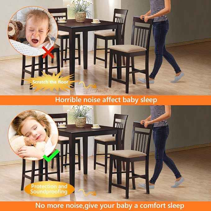 BAIPOK 36Pcs Square Chair Leg Floor Protectors, Silicone Chair Leg Protectors