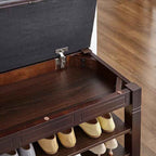 Shoe Storage Bench with Cushion, Entry Bench with Storage Solid Wood Shoe Bench