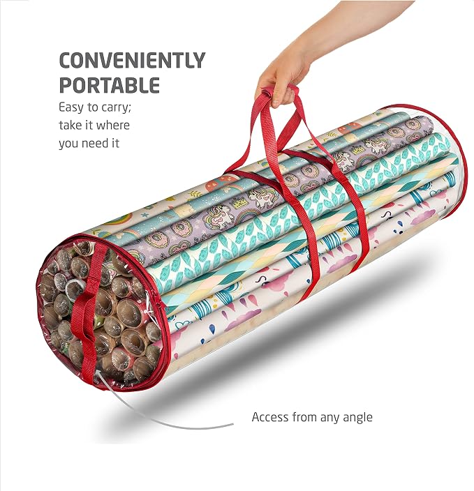 ZOBER Round Christmas Gift Wrapping Paper Organizer Storage - Image 7