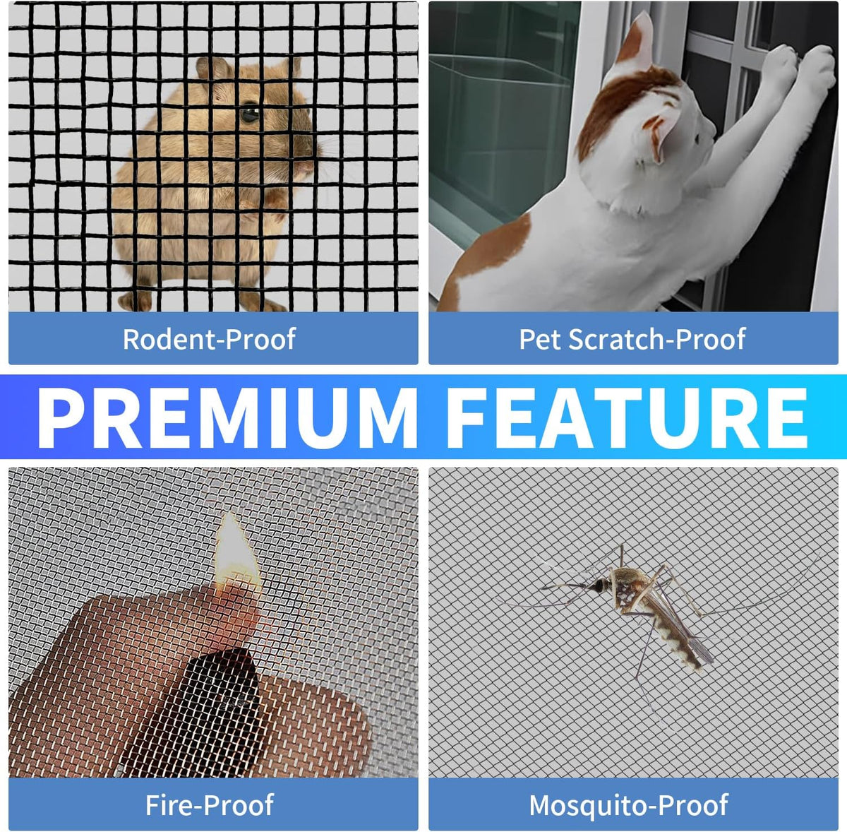 304 Stainless Steel Mesh, 47in x 10ft, 22 Mesh, Sturdy Metal Screen