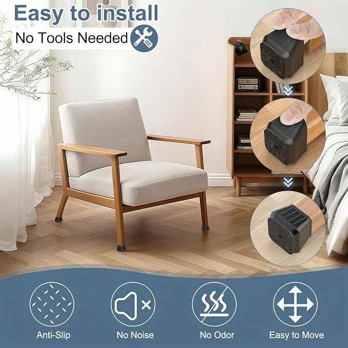24PCS Square Chair Leg Floor Protectors