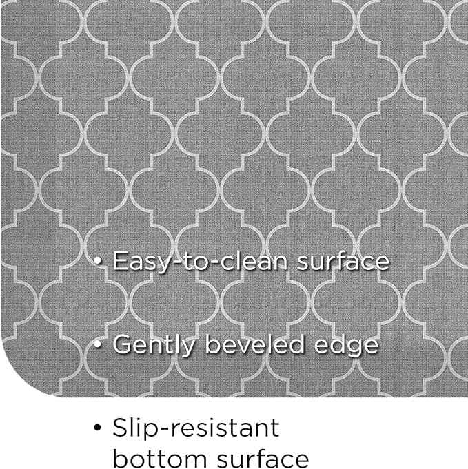 GelPro Anti-Fatigue Designer Comfort Kitchen Floor Mat, Trellis Grey Stain
