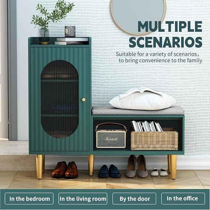 HLR Storage Bench Set of 2, L-Shaped Storage Cabinet