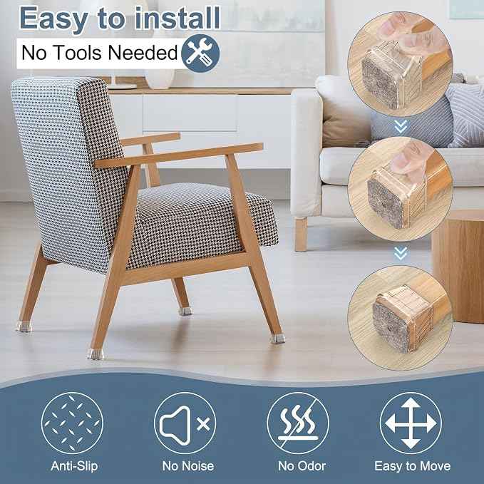24PCS Square Chair Leg Floor Protectors