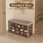 Rubber Wood Shoe Bench with Storage, Flip-Top Soft-Close Lid, Adjustable Shelves