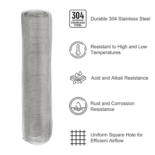 PATIKIL 40" L x 16" W Woven Wire Mesh, 24 Mesh 304 Stainless Steel Air Vent - Image 3
