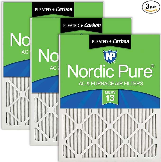 Nordic Pure 18x24x1 Pleated Air Filters MERV 13 Plus Carbon 3 Pack by NordicPure