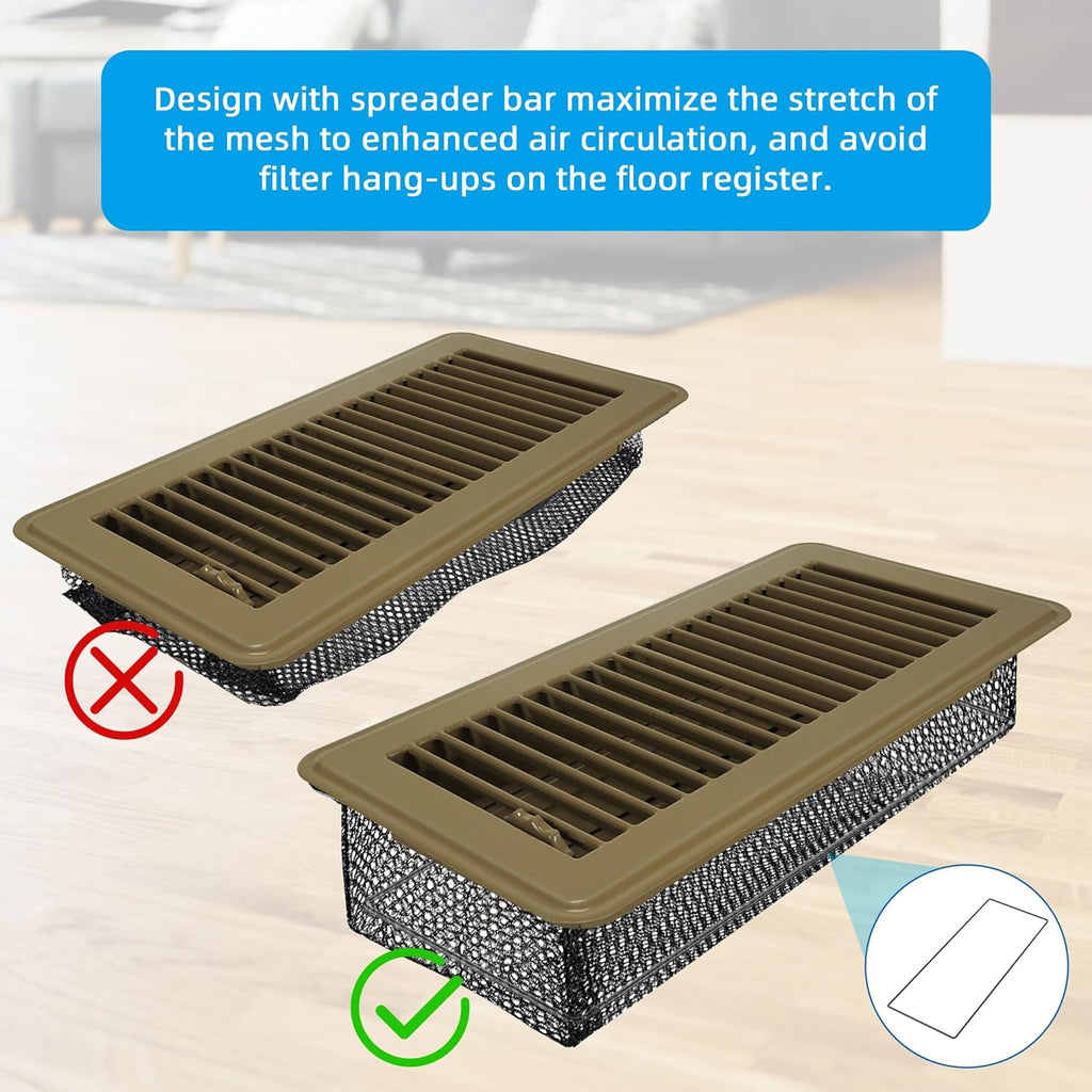4-Pack Floor Register Cover Net Traps with 4 Steel Frames(Anti-snag)