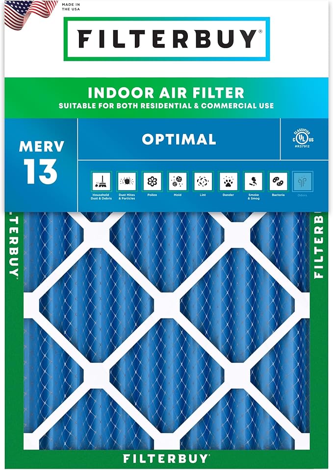 Filterbuy 10x17x2 Air Filter MERV 13 Optimal Smoke & Allergy Defense, by Filterbuy
