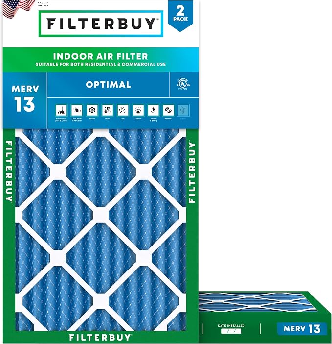 Filterbuy 16x24x2 Air Filter MERV 13 Optimal Smoke & Allergy Defense, by Filterbuy
