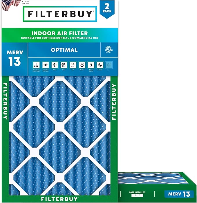 Filterbuy 12x24x2 Air Filter MERV 13 Optimal Smoke & Allergy Defense, by Filterbuy