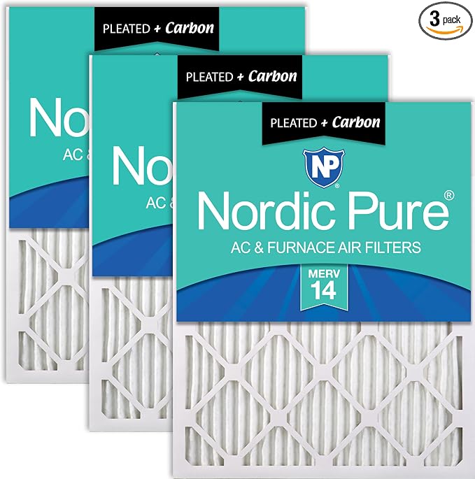 Nordic Pure 18x25x1 Pleated Air Filters MERV 14 Plus Carbon 3 Pack by NordicPure