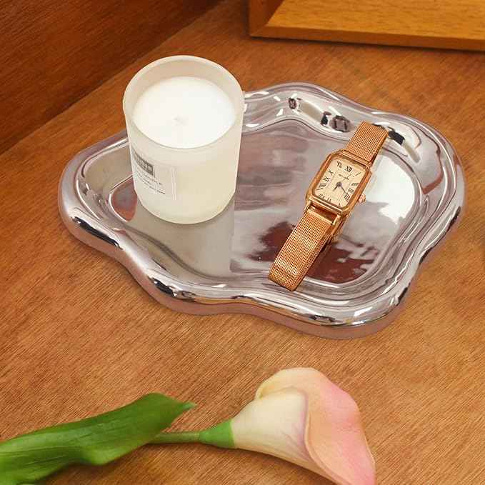 Ceramic Jewelry Tray Trinket Dish, Decorative Cloud Vanity Key Tray