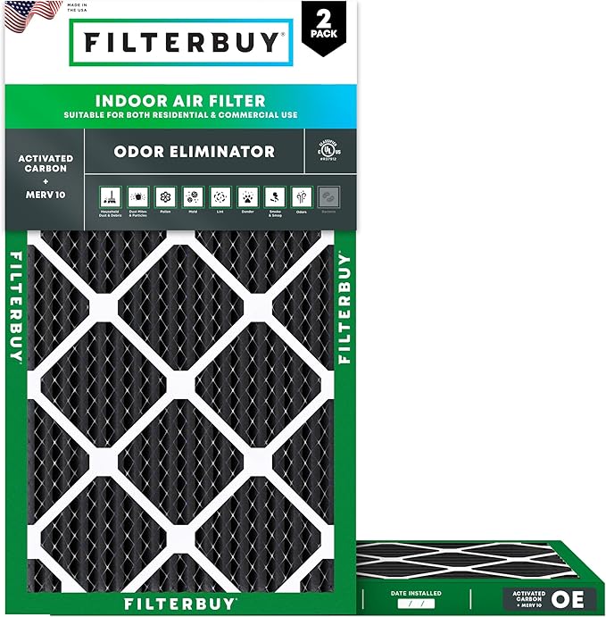 Filterbuy 10x20x1 Air Filter MERV 10 Odor & Allergy Defense by Filterbuy