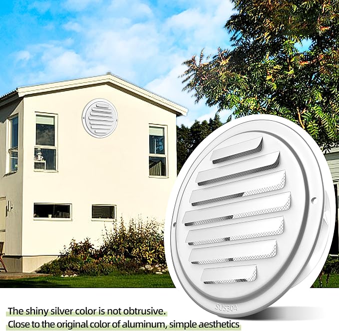 3'' Shiny Silver Paint Stainless Steel Air Vents, Louvered Grille Cover Vent - Image 4