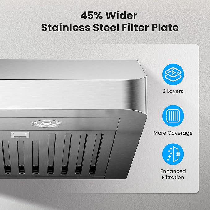 Range Hood 42 Inch Under Cabinet, 980CFM Fast Venting Ducted, Kitchen Hood - Image 4