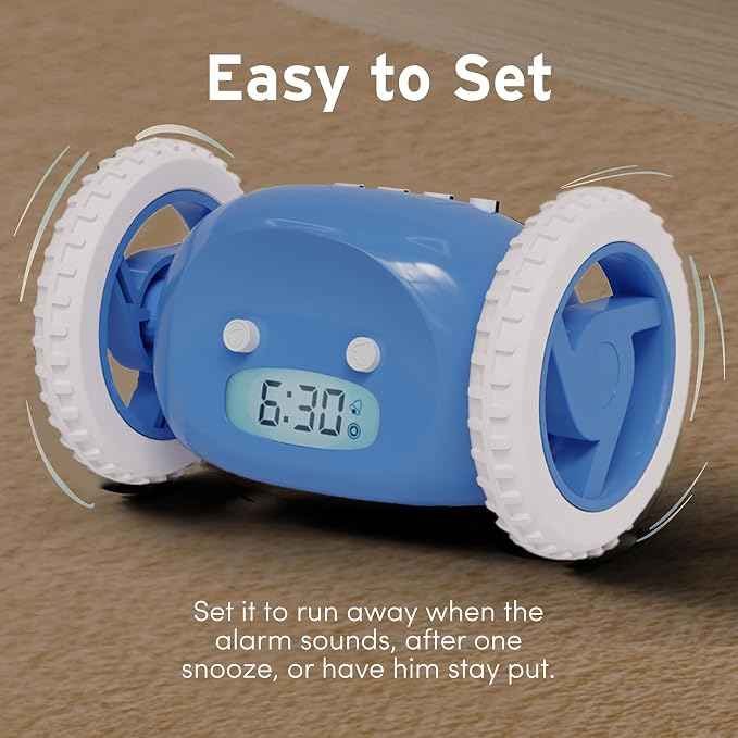 CLOCKY Extra Loud Alarm Clock for Heavy Sleepers on Wheels Rolls Runs Away