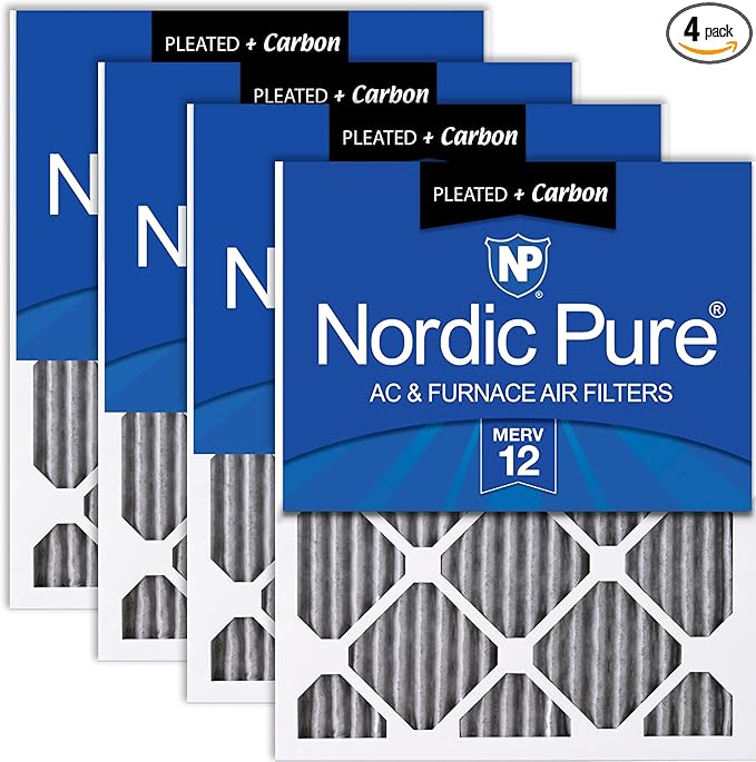 Nordic Pure 18x25x1 Furnace Air Filters MERV 12 Pleated Plus Carbon 4 Pack by NordicPure