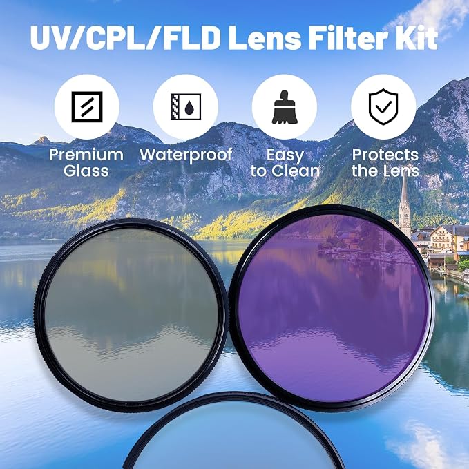 3 Piece UV-CPL-FLD Camera Filters Set, 72mm Multi-Coated Universal Lens Filter - Image 3