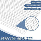 uxcell 5 Mesh 39" x 12" Woven Wire Mesh, 304 Stainless Steel Air Vent Filter - Image 3