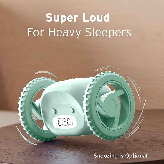 CLOCKY Extra Loud Alarm Clock for Heavy Sleepers on Wheels Rolls Runs Away