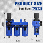 NEWPO 1/2'' NPT Compressed Air Filter Regulator Lubricator Combo - Image 2