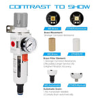 NANPU 3/8" NPT Compressed Air Filter Regulator Combo Piggyback, Auto Drain - Image 6