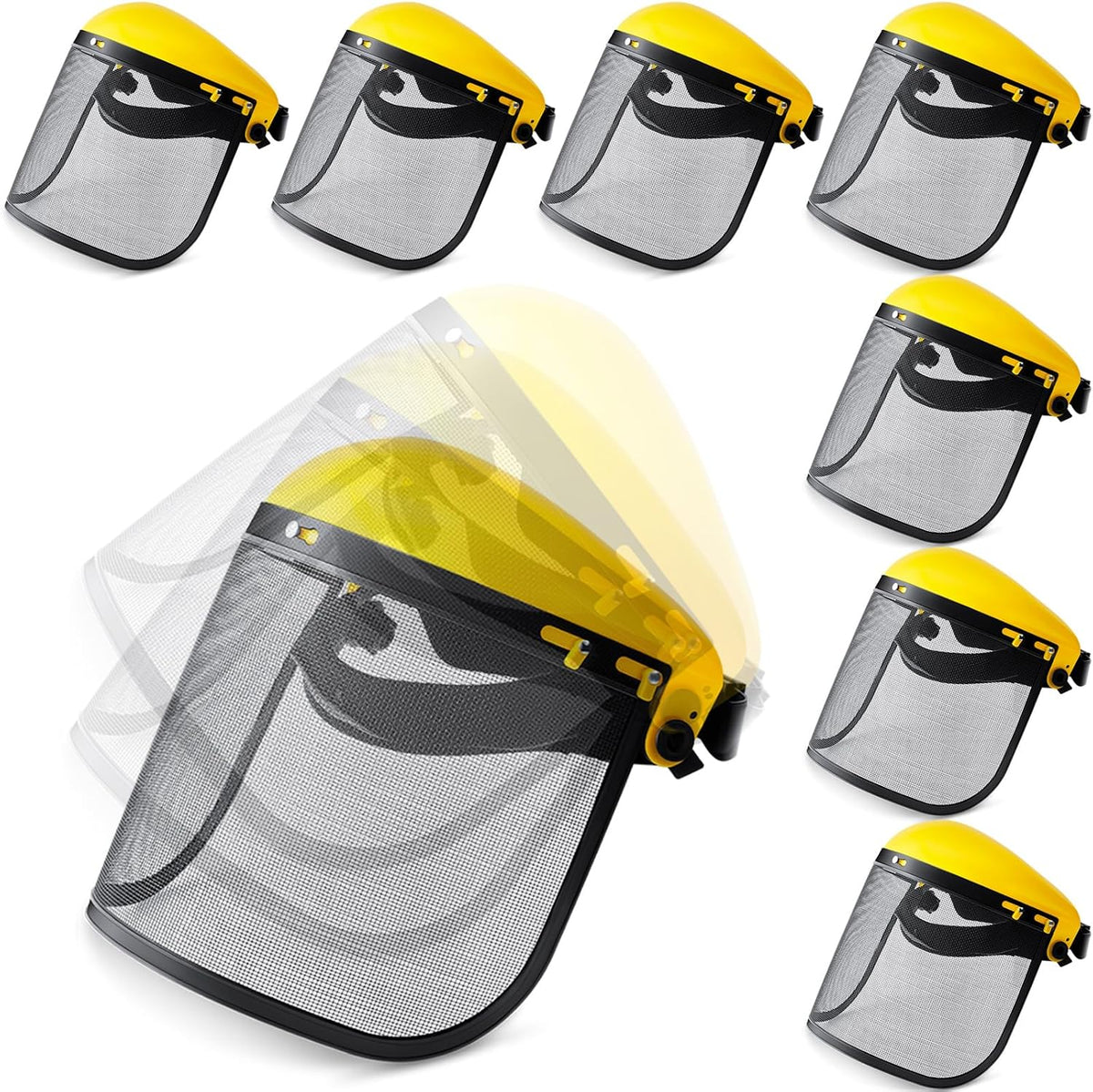 8 Pcs Mesh Face Shield for Weed Whacking Mower Protection, Yellow