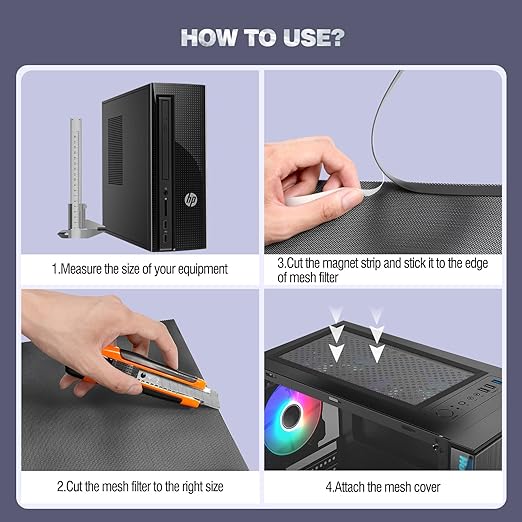 MoKo 400x300mm DIY PC Case Dust Mesh Filter, PVC Dustproof Magnetic Dust Filter - Image 5